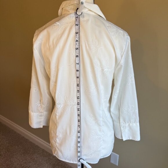 Penmans off white blouse 3/4 sleeves embroidered embellishment button up Size S - Picture 7 of 12